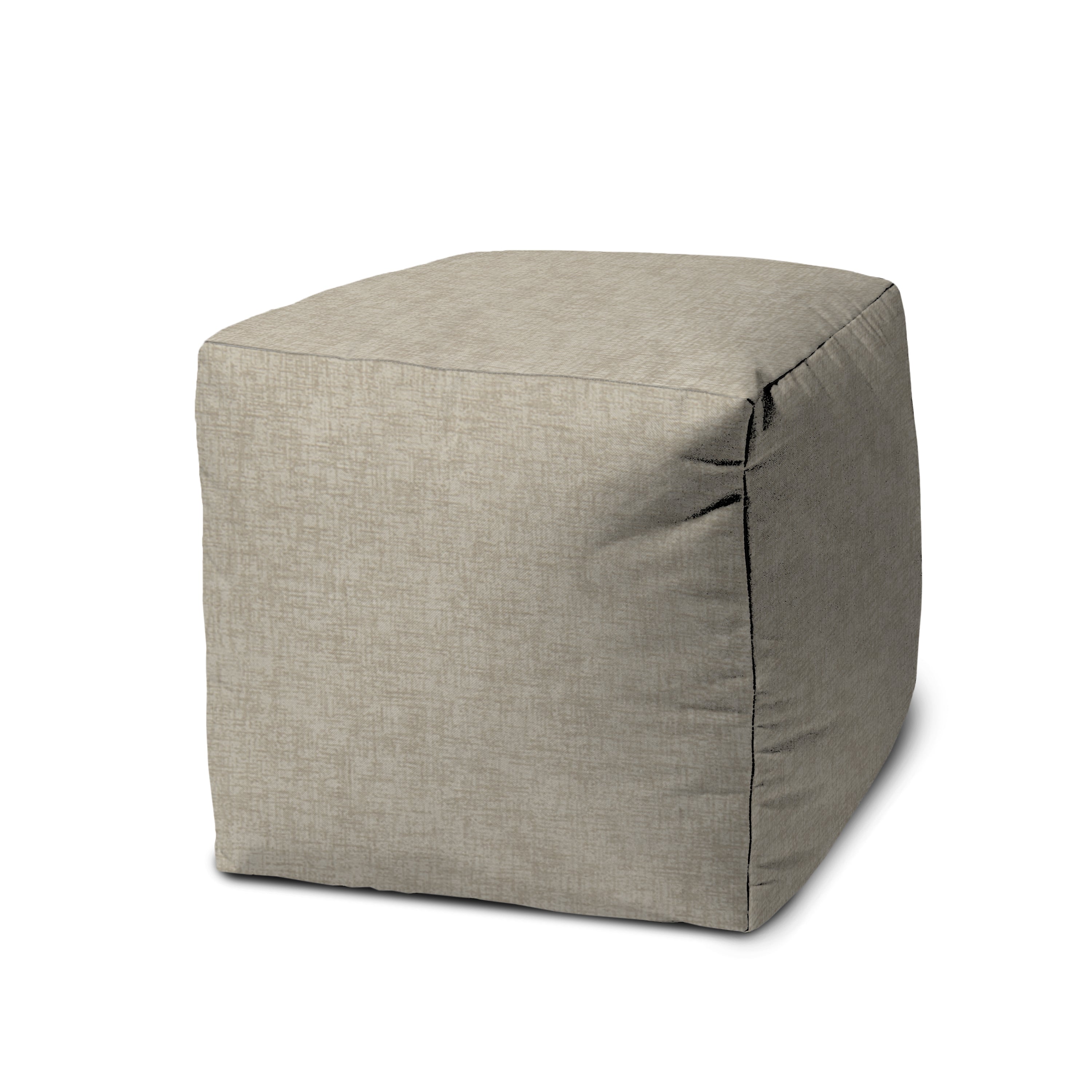 Light Taupe Indoor/Outdoor Pouf - Zipper Cover with Polystyrene Bead Insert - 17 x 17 x 17 Cube