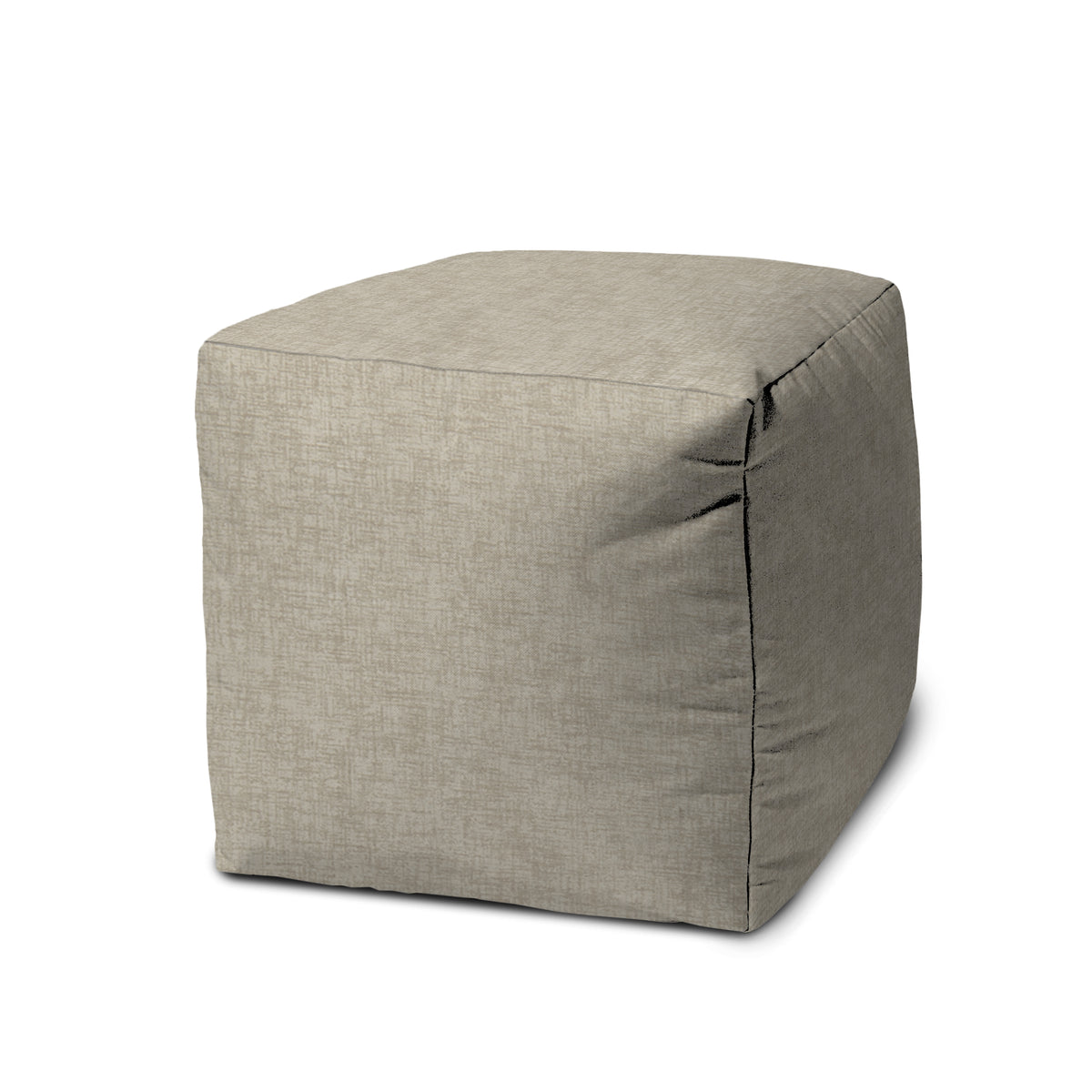Light Taupe Indoor/Outdoor Pouf - Zipper Cover with Polystyrene Bead Insert - 17 x 17 x 17 Cube