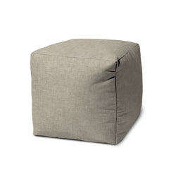Light Taupe Indoor/Outdoor Pouf - Zipper Cover with Polystyrene Bead Insert - 17 x 17 x 17 Cube
