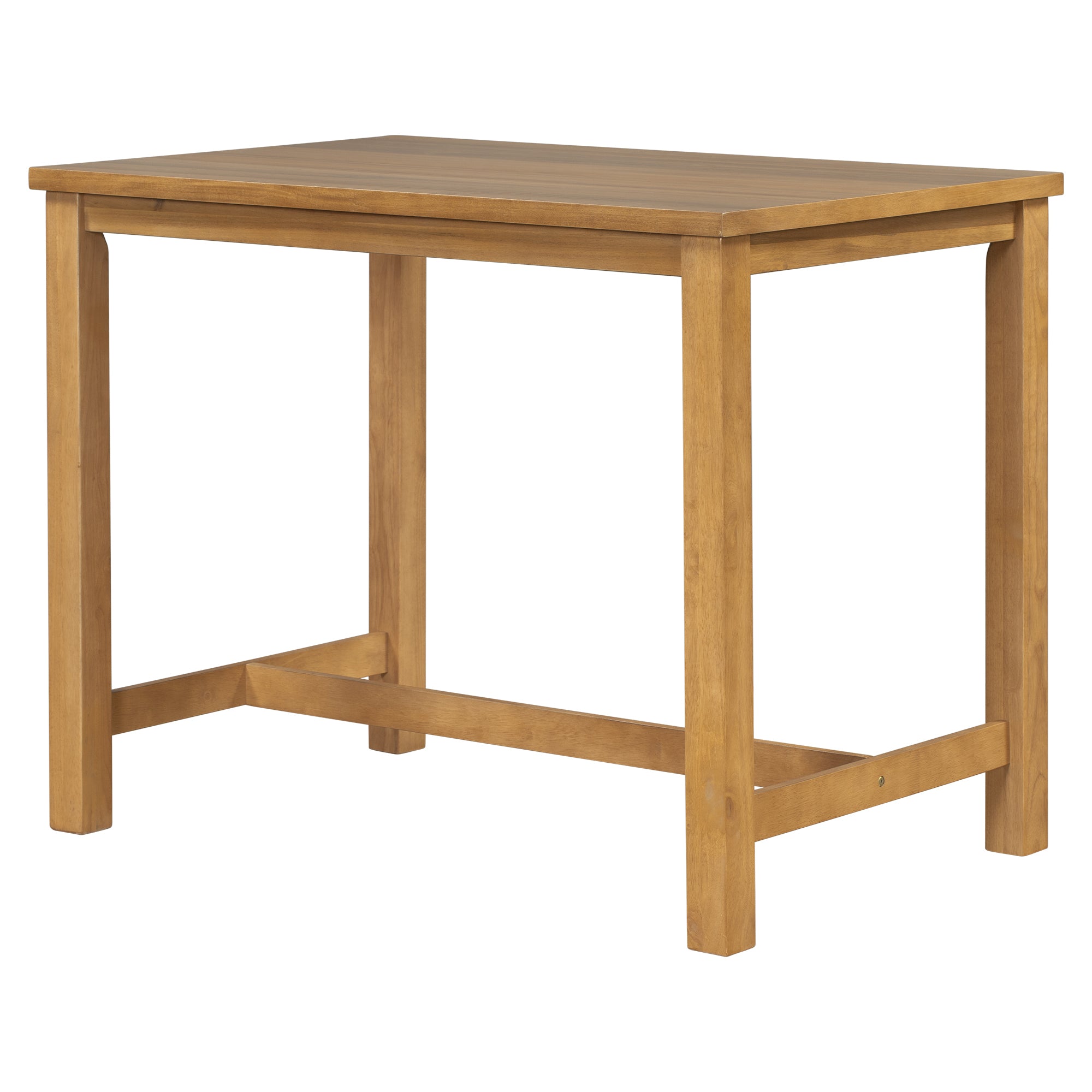 4 Piece Rustic Wooden Counter Height Dining Table Set with Upholstered Bench - Natural+Beige