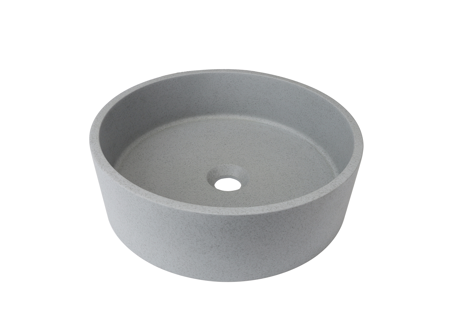 Round Concrete Vessel Bathroom Sink without Faucet and Drain - Cement Grey