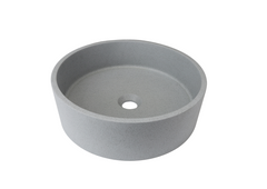 Round Concrete Vessel Bathroom Sink without Faucet and Drain - Cement Grey