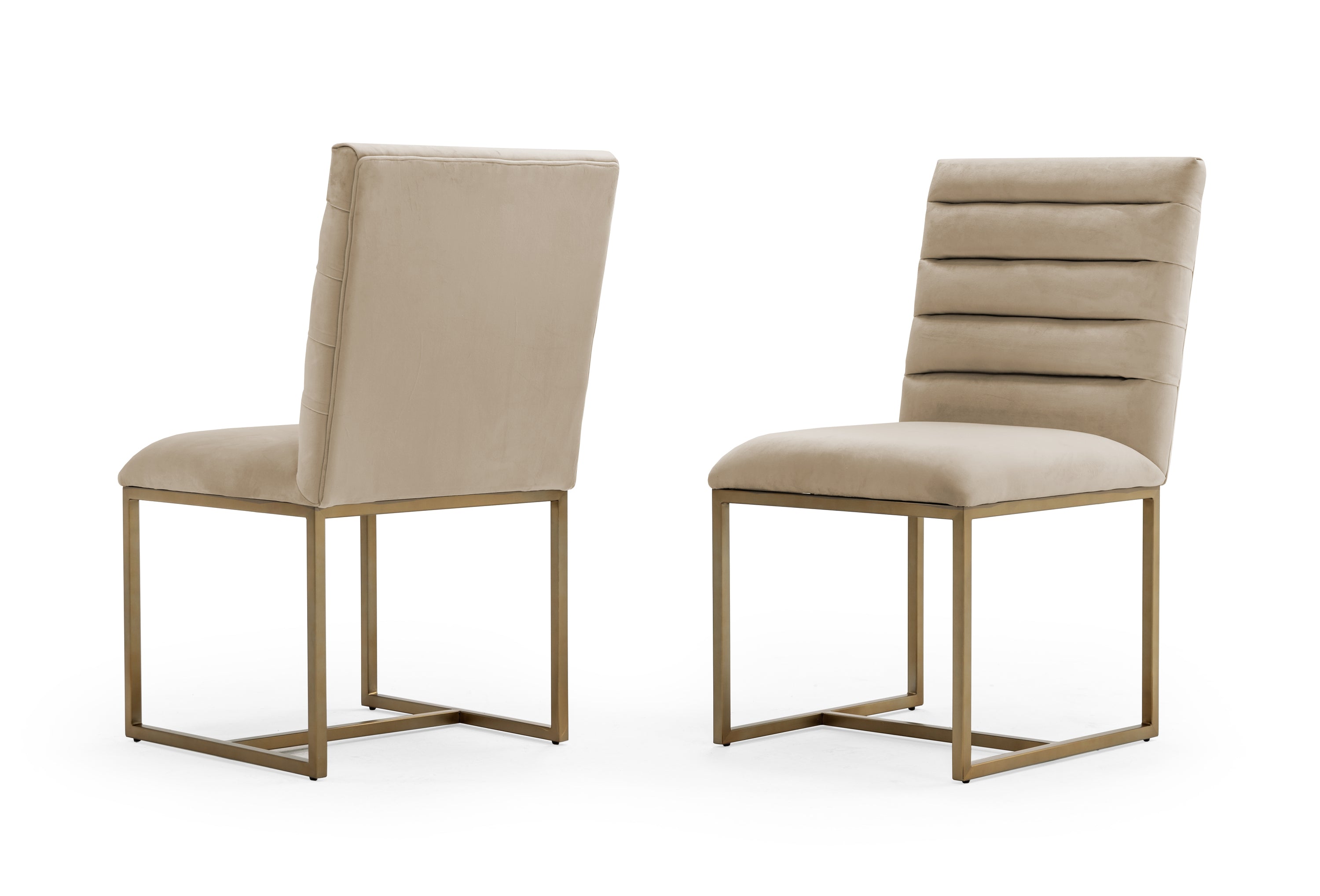 Modern Beige & Brush Gold Dining Chair (Set of 2)