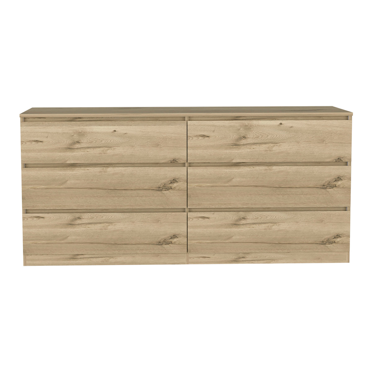 6 Drawer Double Dresser - Light Oak / White