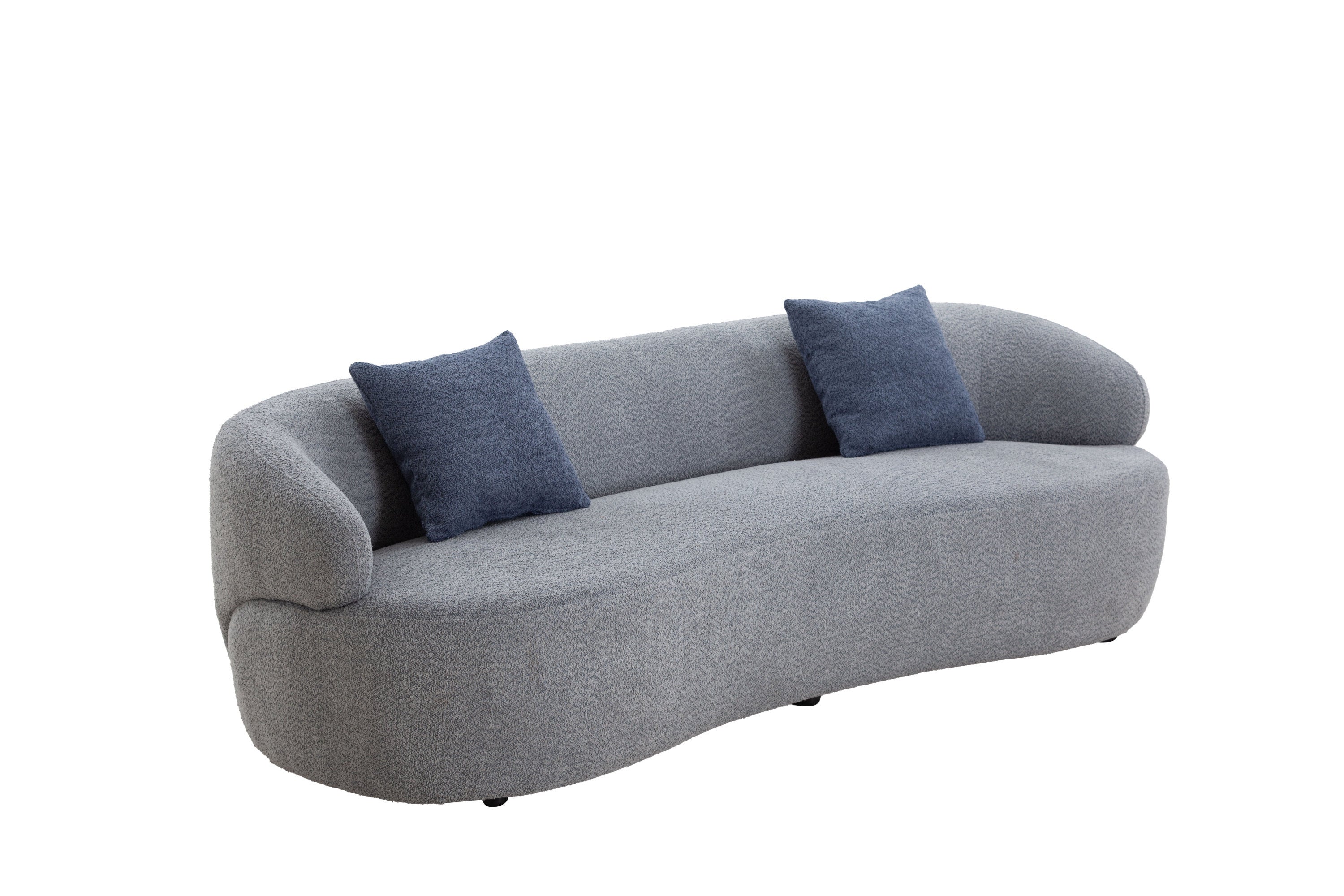 Mid Century Modern Curved Sofa, 3 Seat Cloud couch Boucle sofa Fabric Couch for Living Room, Bedroom, Office - Grey