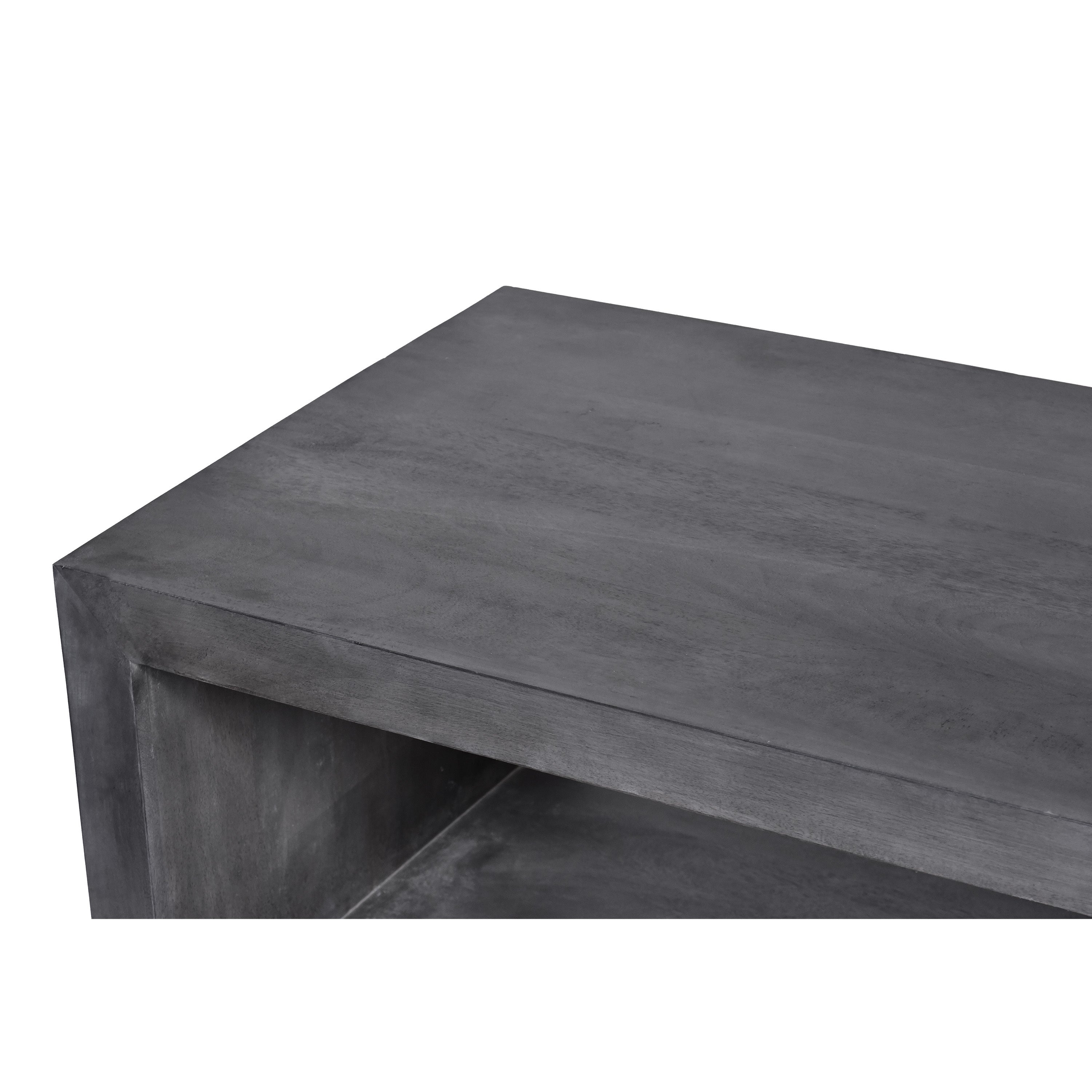 58" Cube Shape Wooden Coffee Table with Open Bottom Shelf - Charcoal Gray