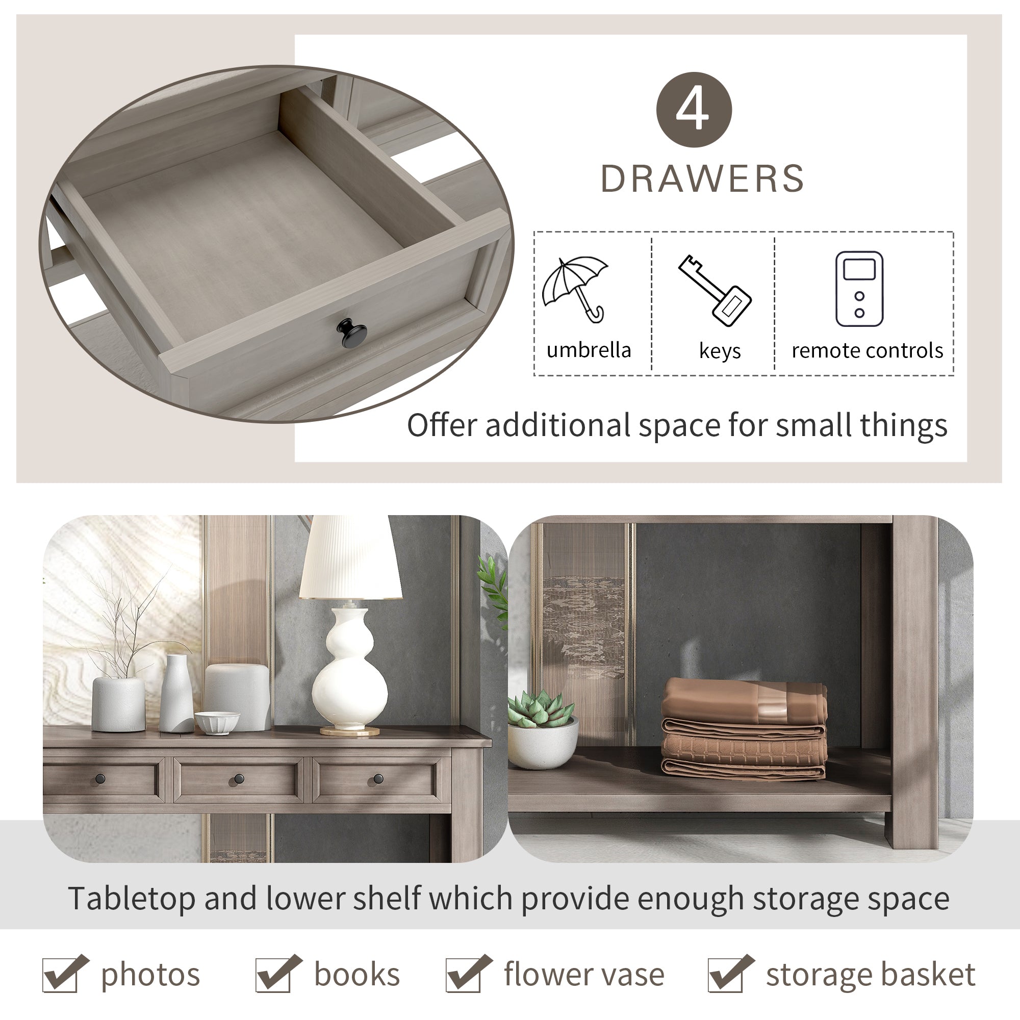 Console table with hidden storage