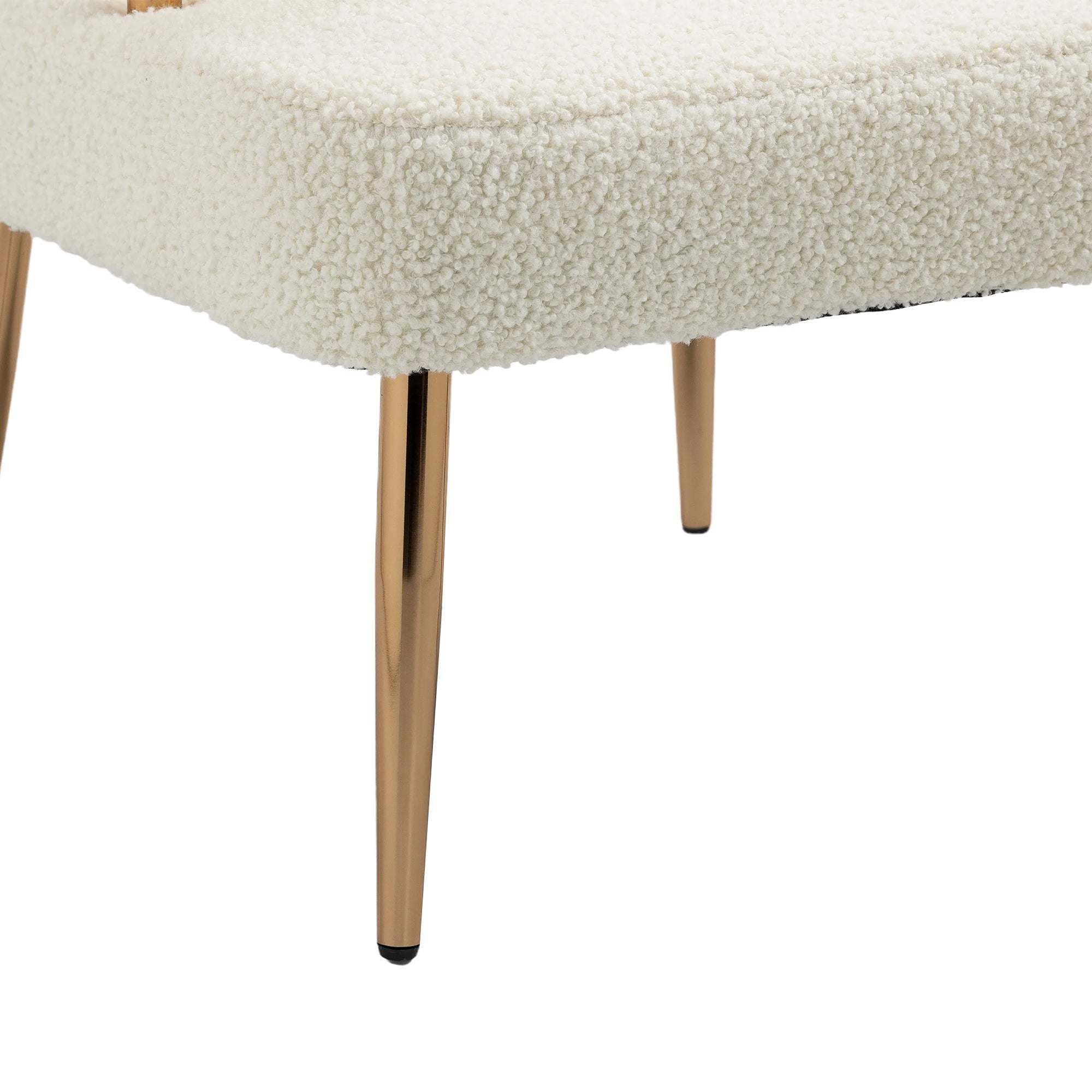 Accent Chair with Golden Feet - White Teddy