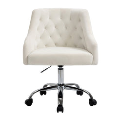 Modern Velvet Swivel Armchair, Office Chair with Soft Seat - White