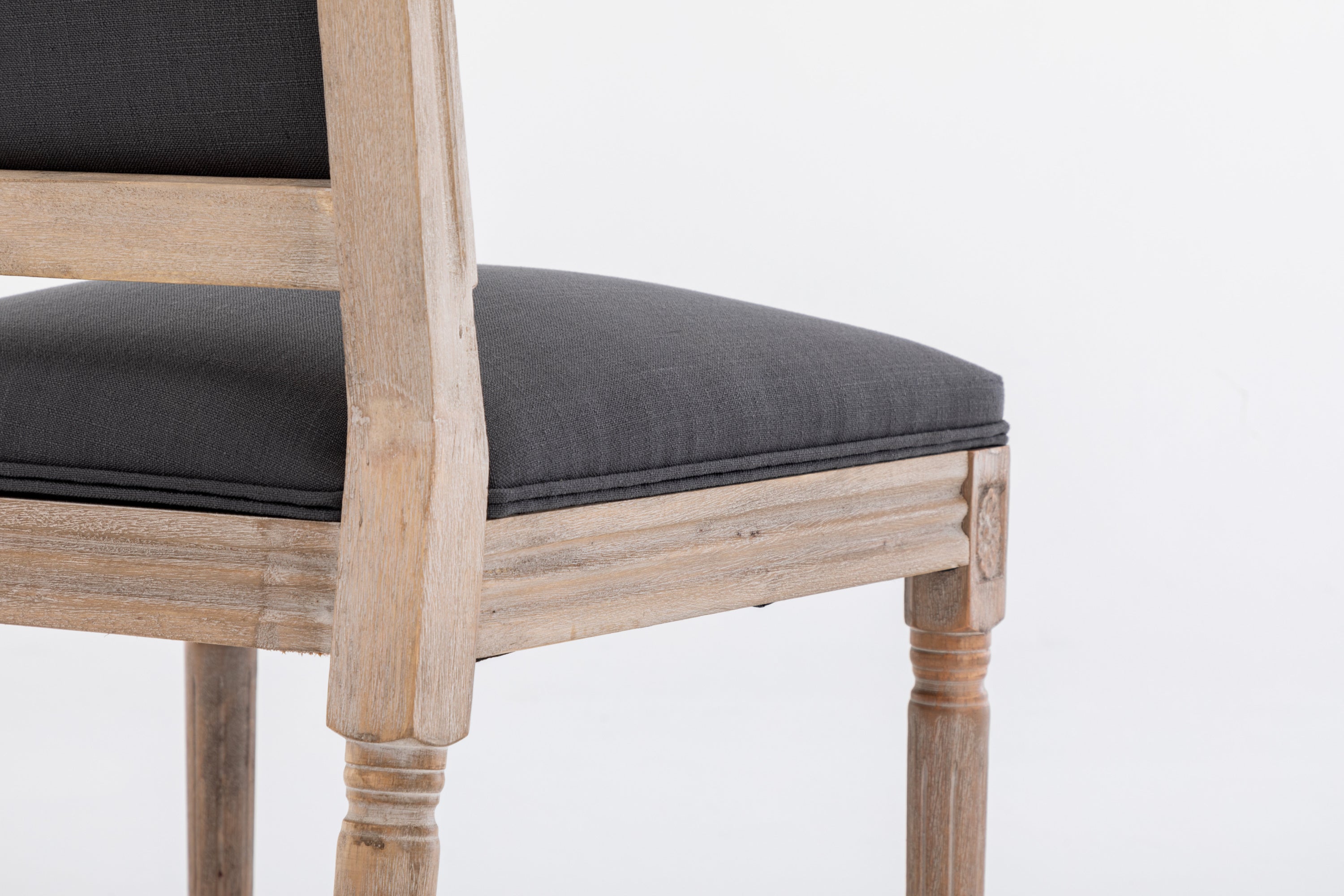 French Style Antique Painting Linen Back Dining Chair (Set of 2) - Grey