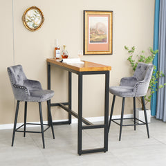Modern Bar Chair with Armrests and Footrests (Set of 2) - Dark Grey