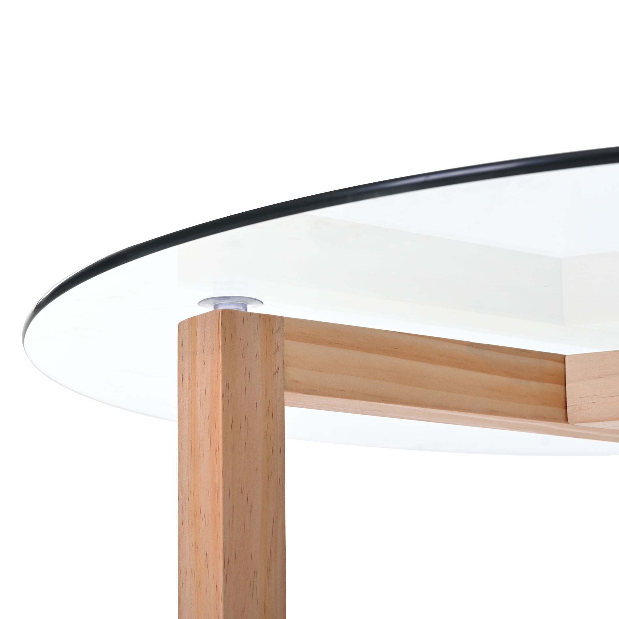 Round Modern Glass Coffee Table - Natural