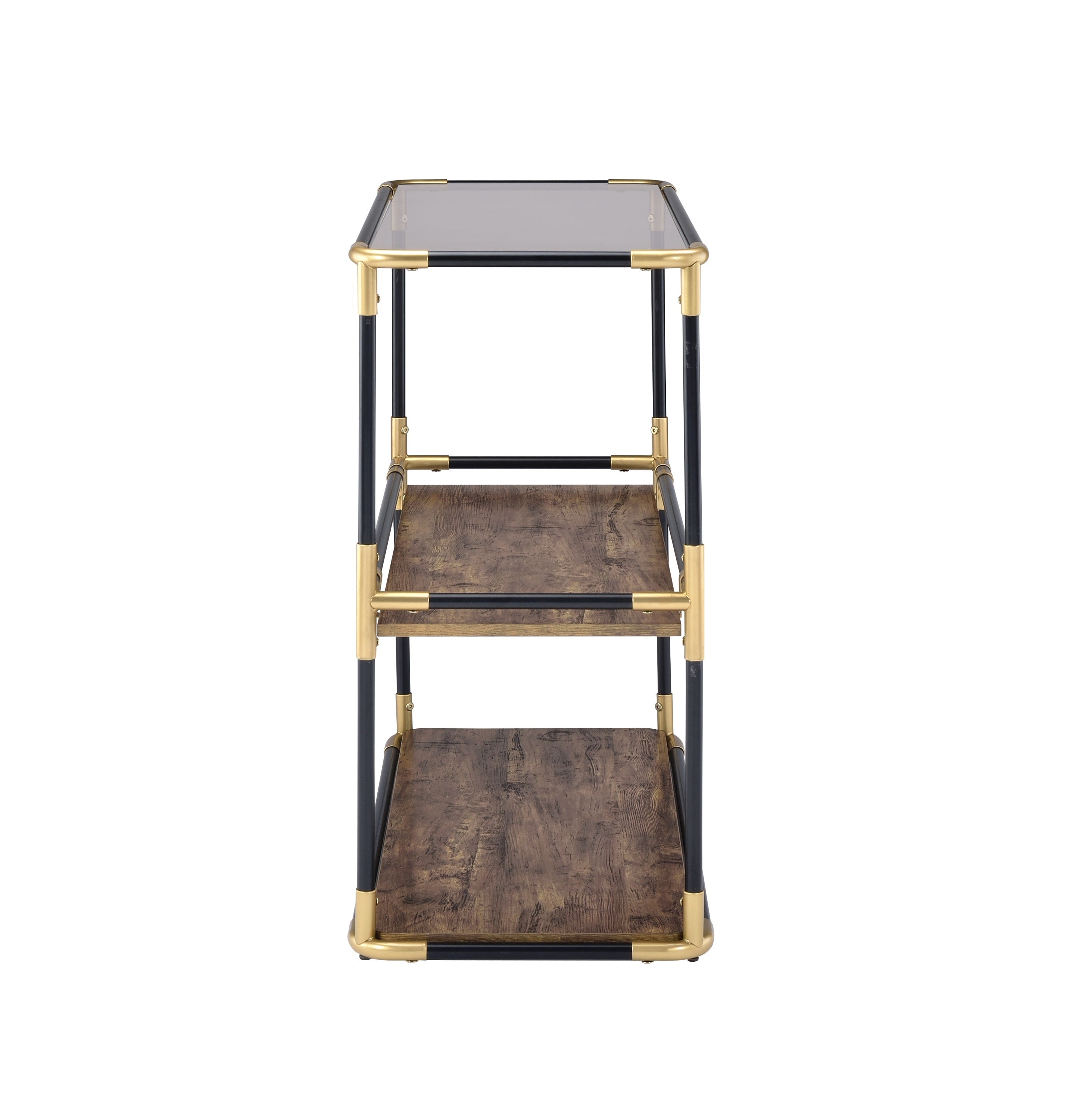 Console Table - Black/Gold & Smoky Glass