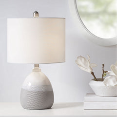 Ivory/Grey Ceramic Textured Table Lamp