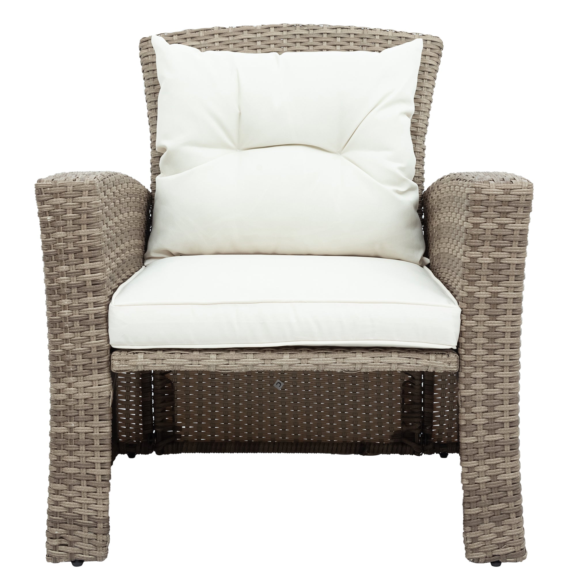 MAICOSY 4pc Outdoor Rattan Patio Garden Furniture Set Wicker Chair Table Ottoman