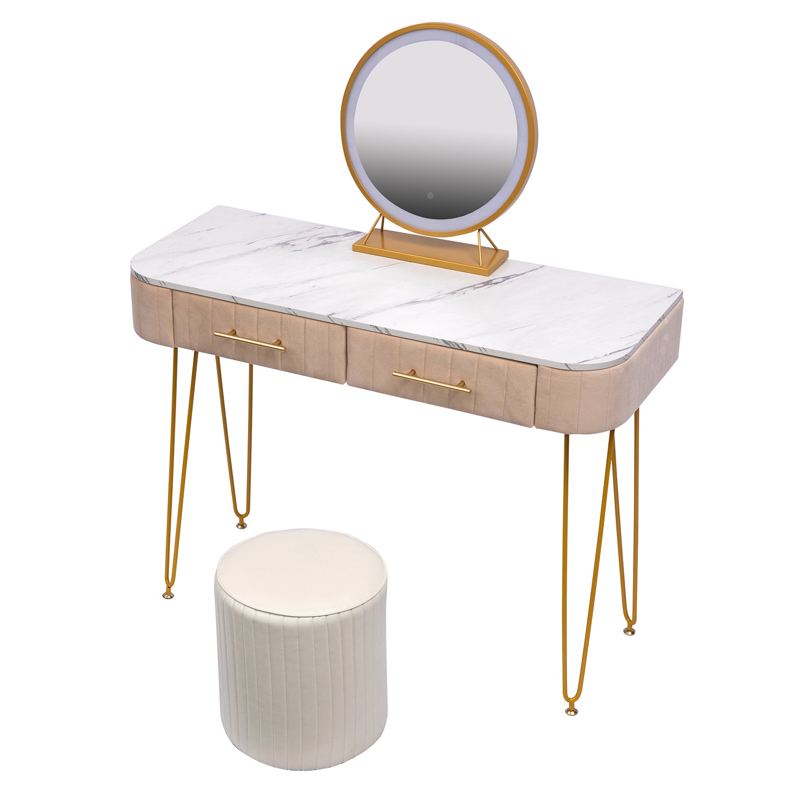 Length Flannel Soft Roll Makeup Vanity Set - White Oak