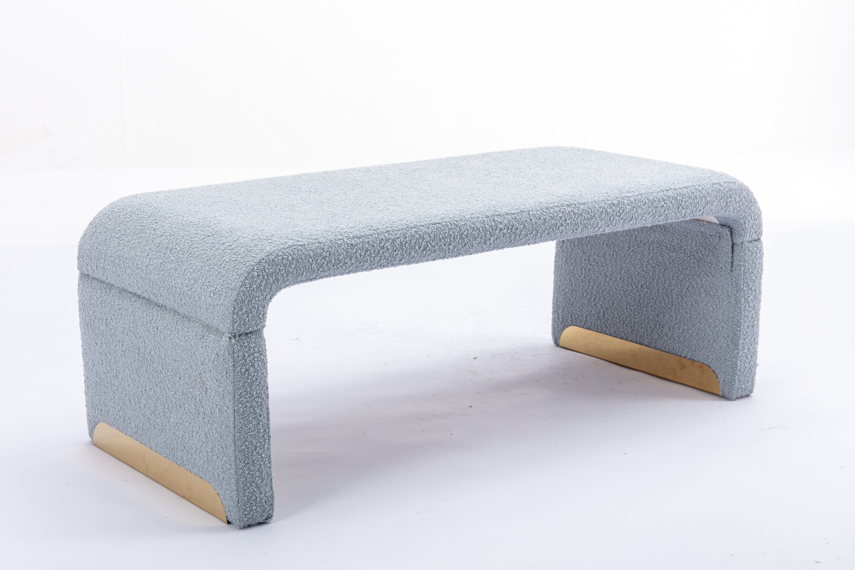 Boucle Fabric Footstool Bedroom Bench