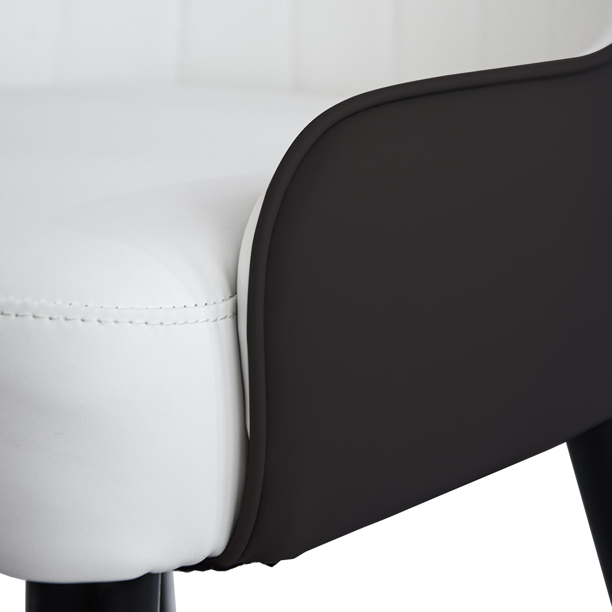 Modern Solid Wood Metal Legs Dining Chairs (Set of 2) - White and Black