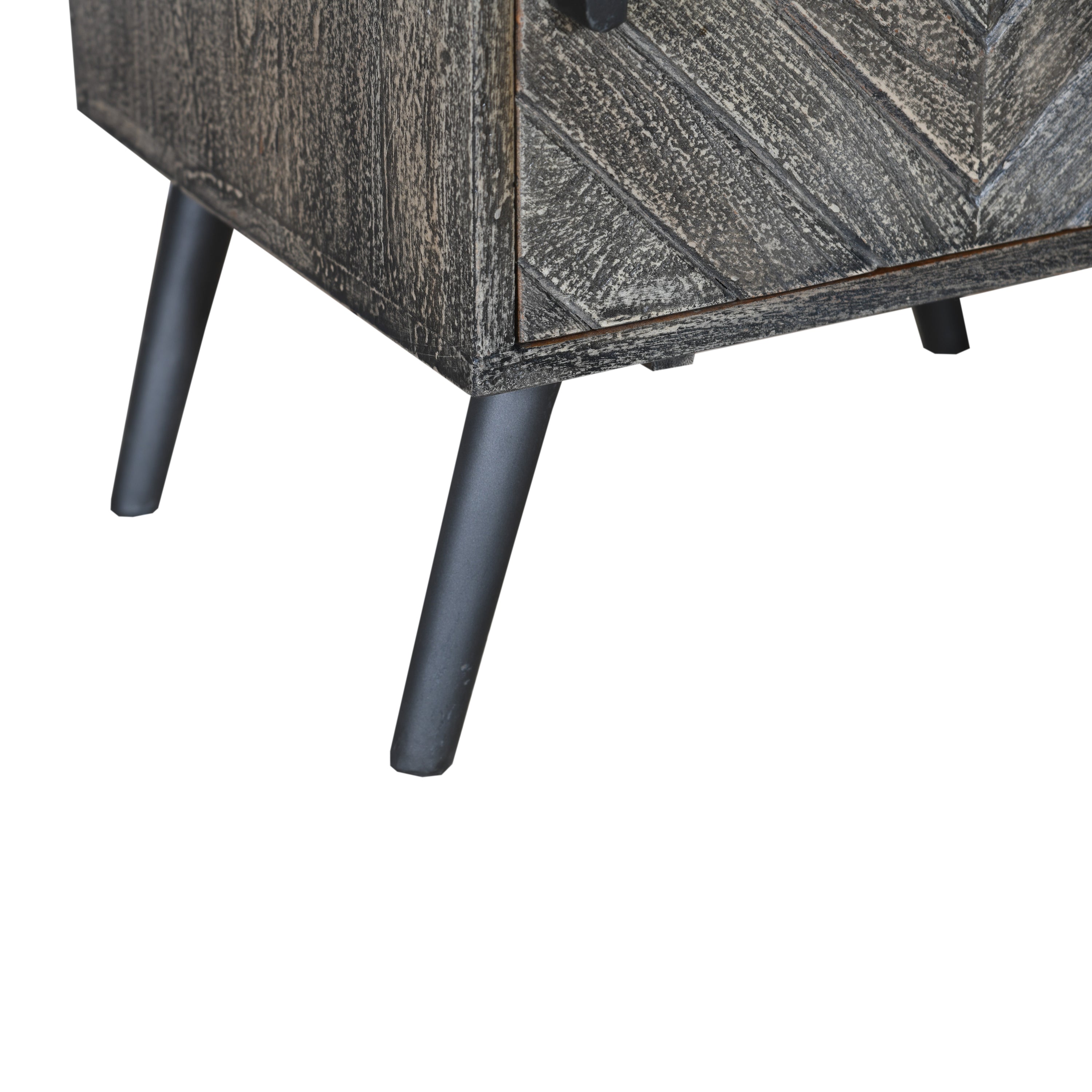 MAICOSY 26" Chevron Pattern Wood Bedside Nightstand, Distressed Gray End Table