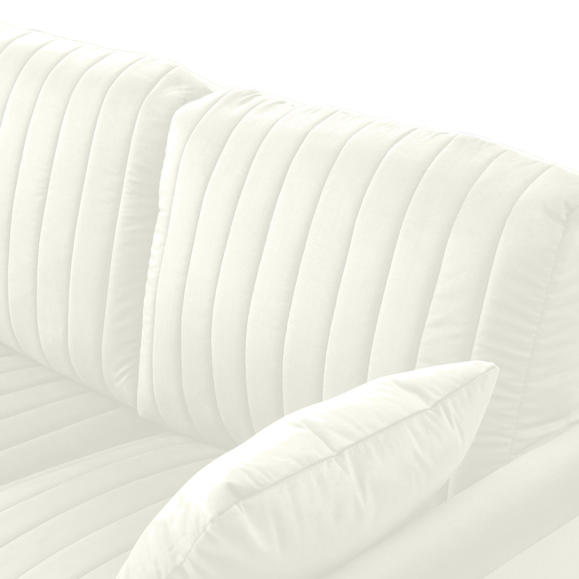 L Shaped Sectional Sofa Couch with Velvet Fabric, Reversible Sectional Sofa - Cream