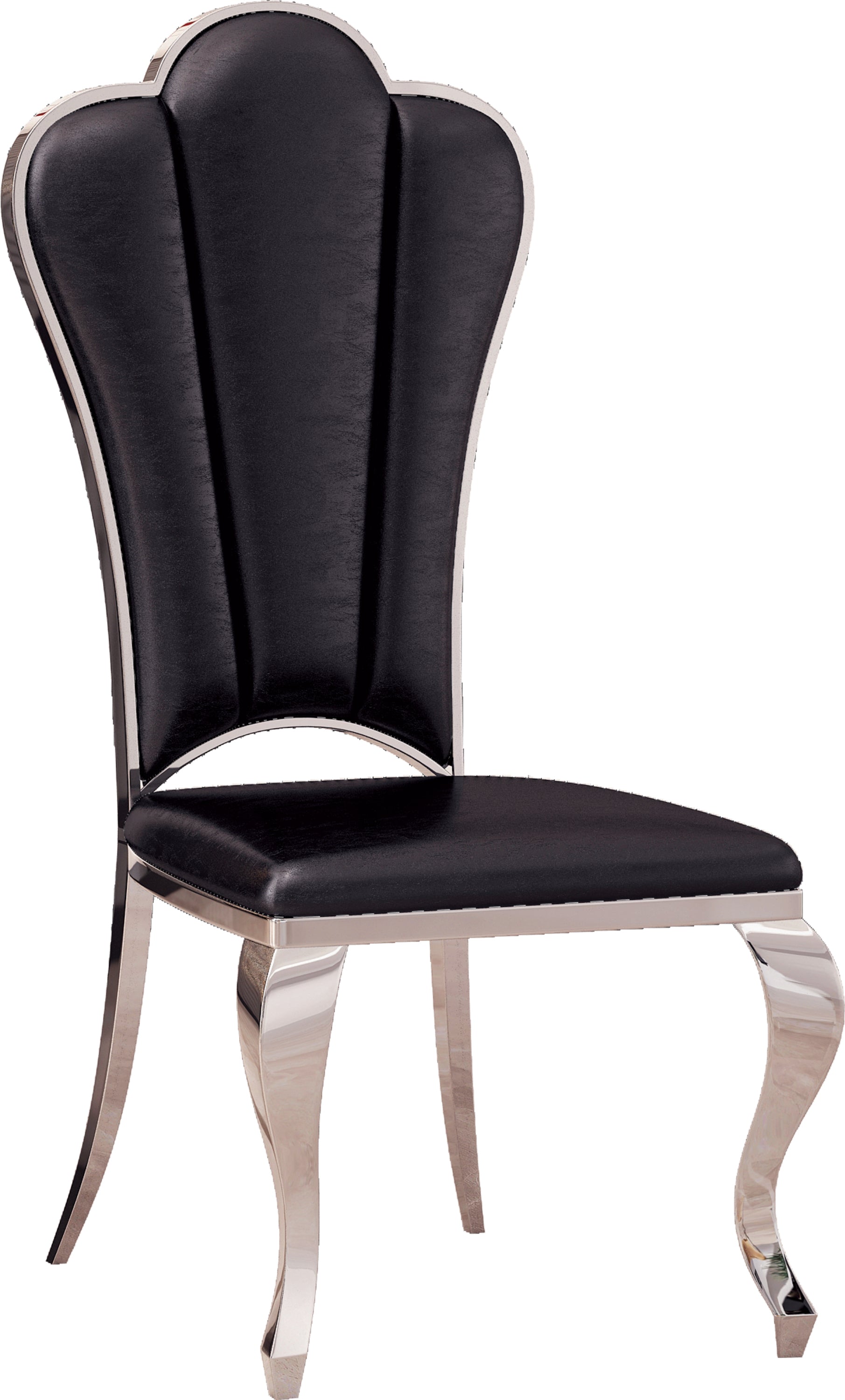 Modern Leatherette Dining Chairs with Stripe Armless Chair (Set of 2) - Black