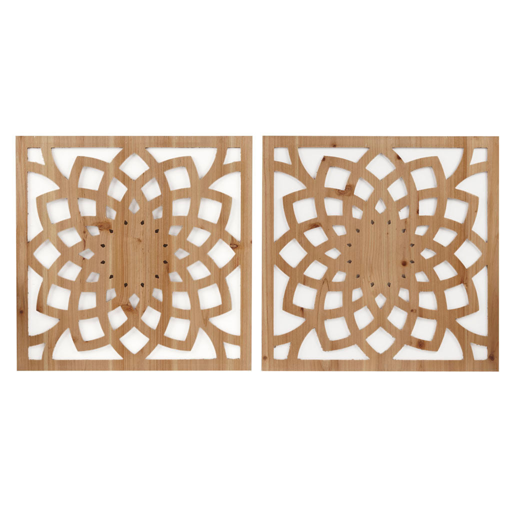 Lotus Medallion Wood Wall Decor 2 Piece set - Natural