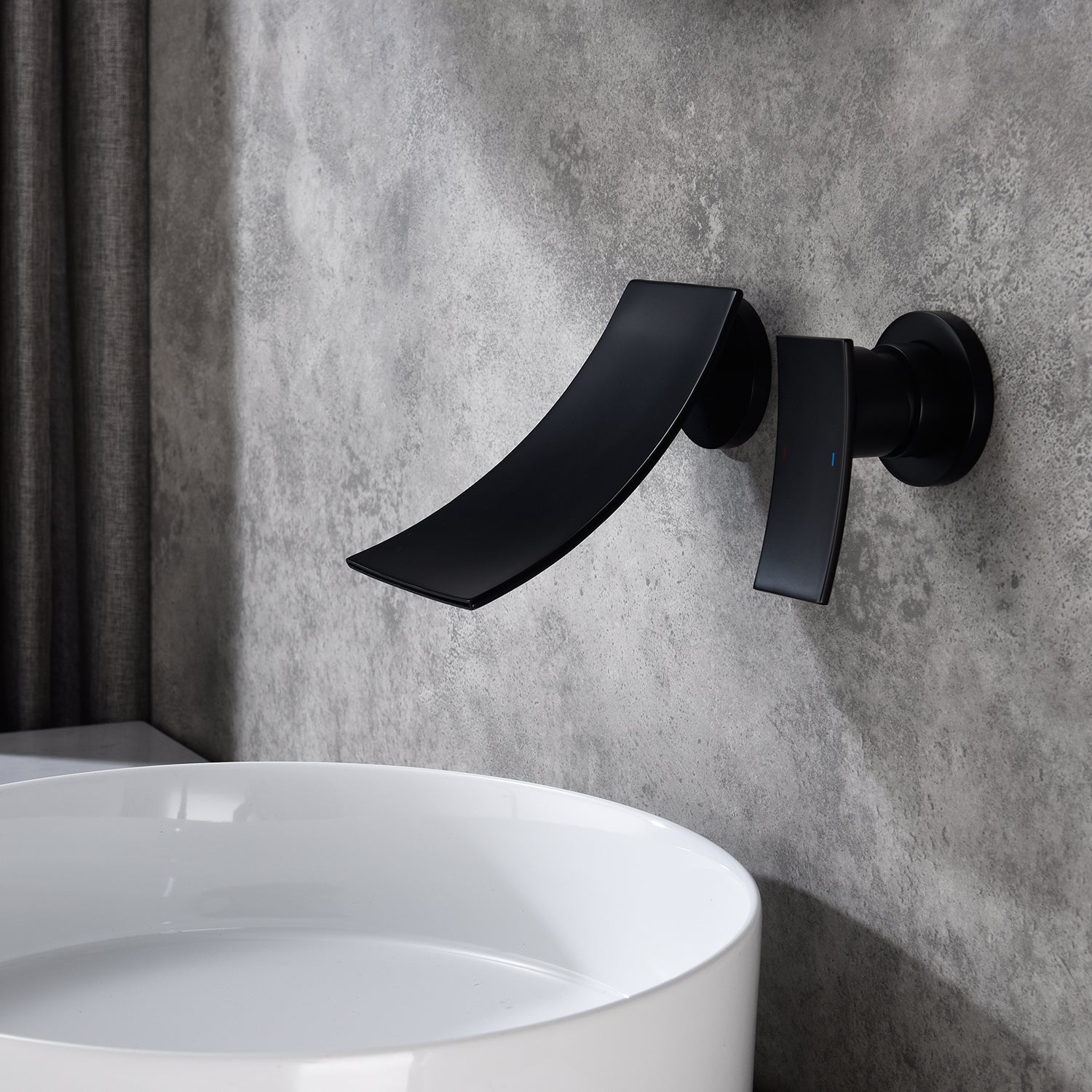Wall Mount Widespread Bathroom Faucet - Black