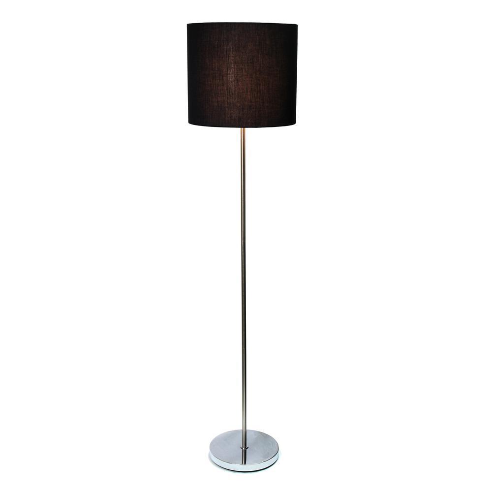 Brushed Nickel Drum Shade Floor Lamp - Black