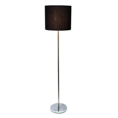 Brushed Nickel Drum Shade Floor Lamp - Black
