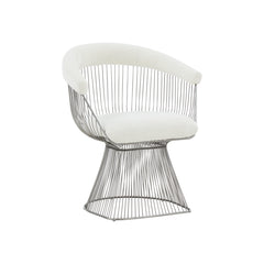 Modern White Shepra and Matte Silver Dining or Accent Chair