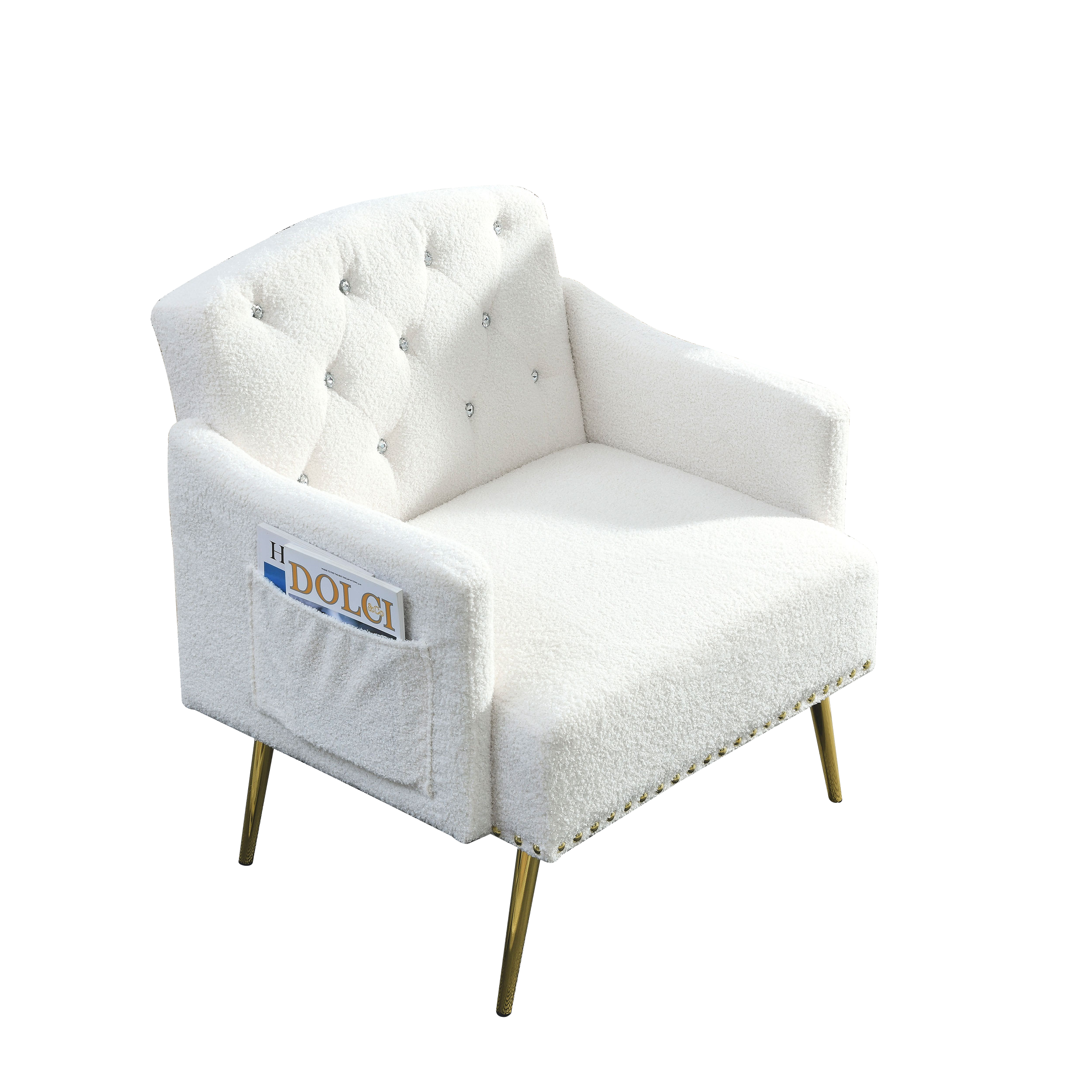 30 "W Modern Chesterfield Tufted Upholstered Chair with Deep Buttons - White Teddy