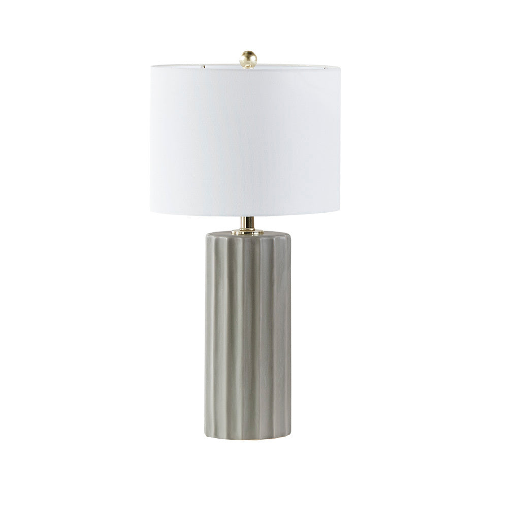 Glendale Ribbed Ceramic Table Lamp - Grey