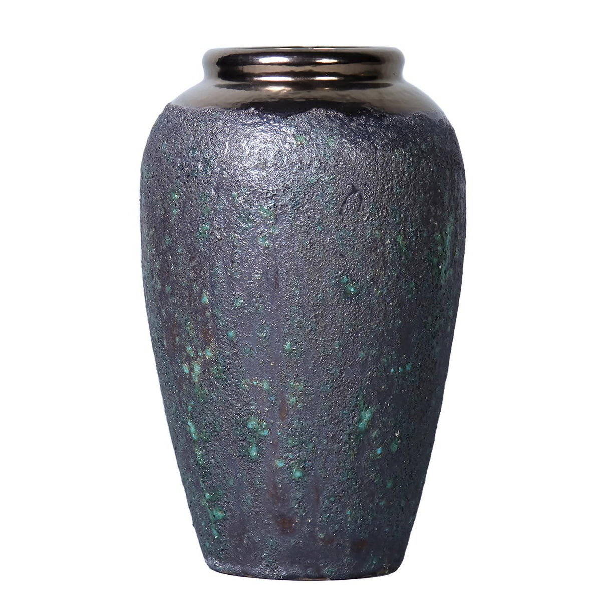 12"H Artisanal Piece Vintage Smoke Ceramic Vase