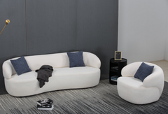 Cloud Couch Boucle Modern Curved Sofa Living Room, Bedroom, Office, Beige