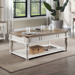 Farmhouse Oak & Antique White Coffee Table w/Lift Top