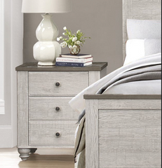 Antique Nightstand Drawers Two-Tone Finish Melamine Board Bedroom Furniture