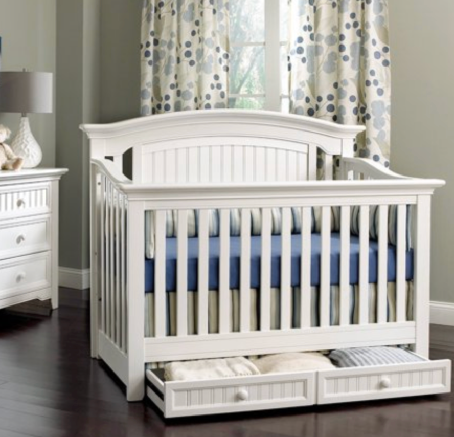 White solid Wood 4-in-1 Convertible Crib