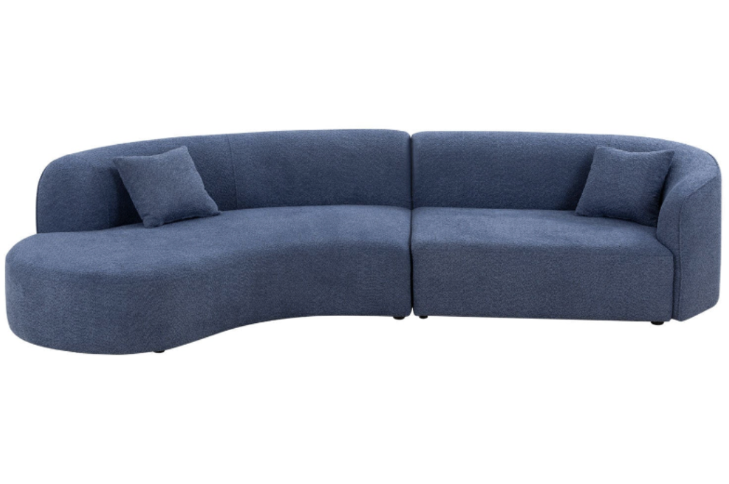 126" 2-Piece Set Luxury Modern Upholstery Curved Sofa, Left Hand Facing Sectional, Boucle Couch - Blue