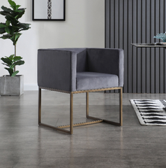 Modern Dark Grey & Copper Antique Brass Dining Chair