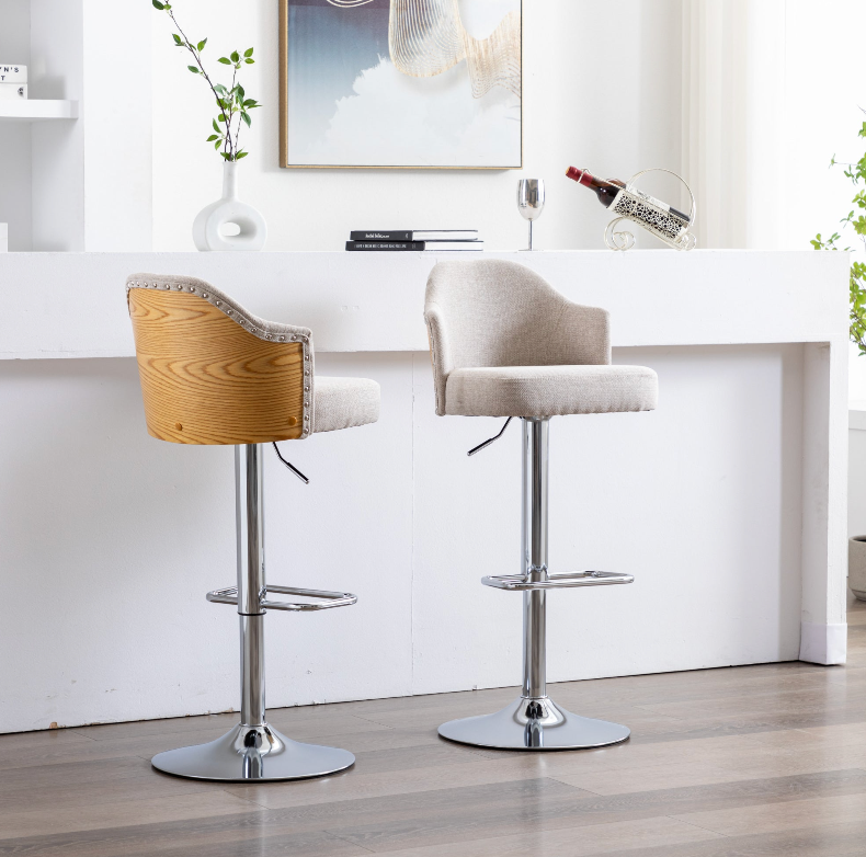 Counter Swivel Bar Stools Adjustable (Set of 2) - Beige