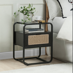 Rattan Accent Table - Black Finish
