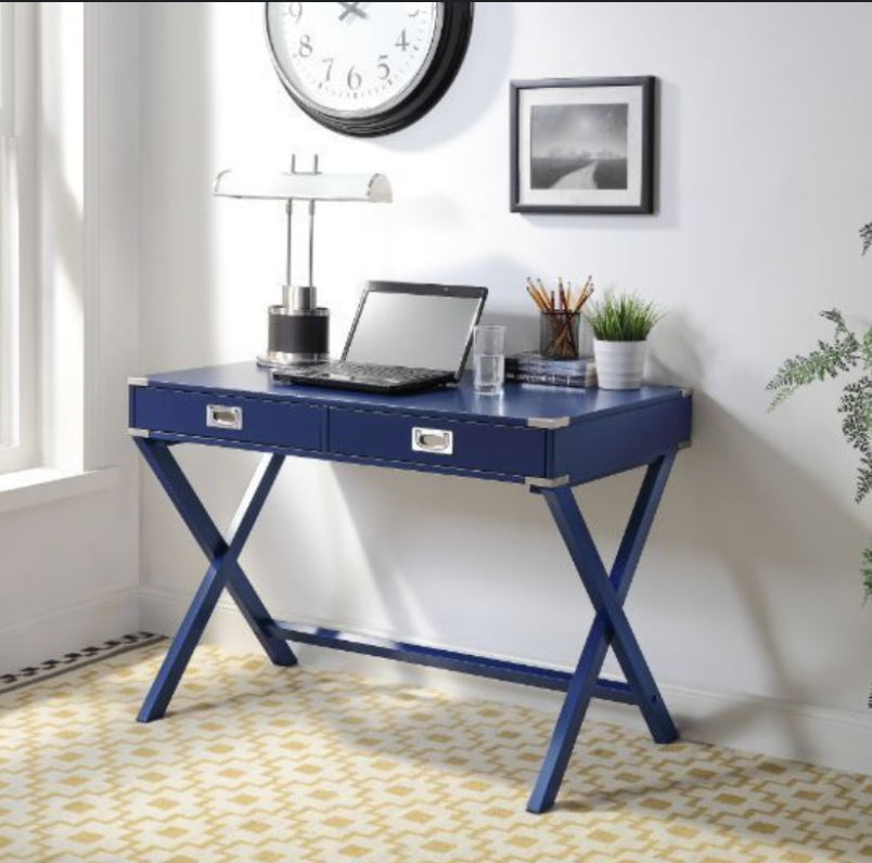 Contemporary Writing Desk - Navy Blue Finish