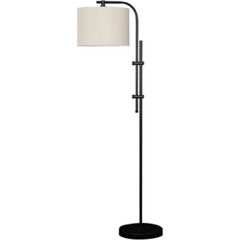 Black Casual Floor Lamp with Drum Shade