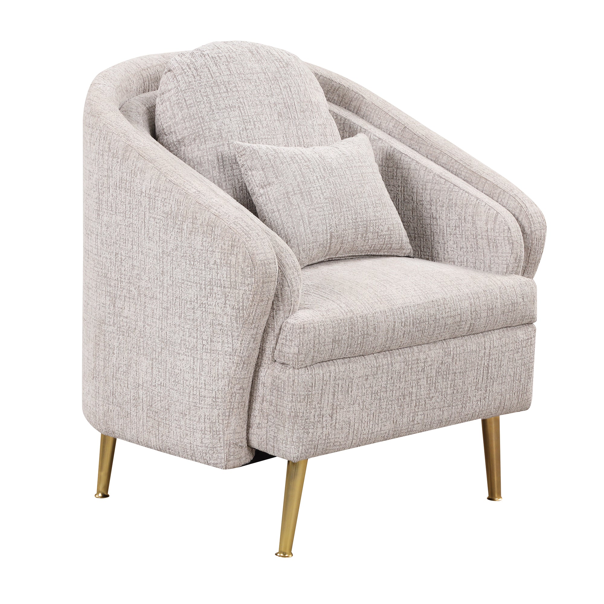 Mid-Century Accent Chair Arm Chair with Lumbar Pillow and Metal Legs - Light Grey