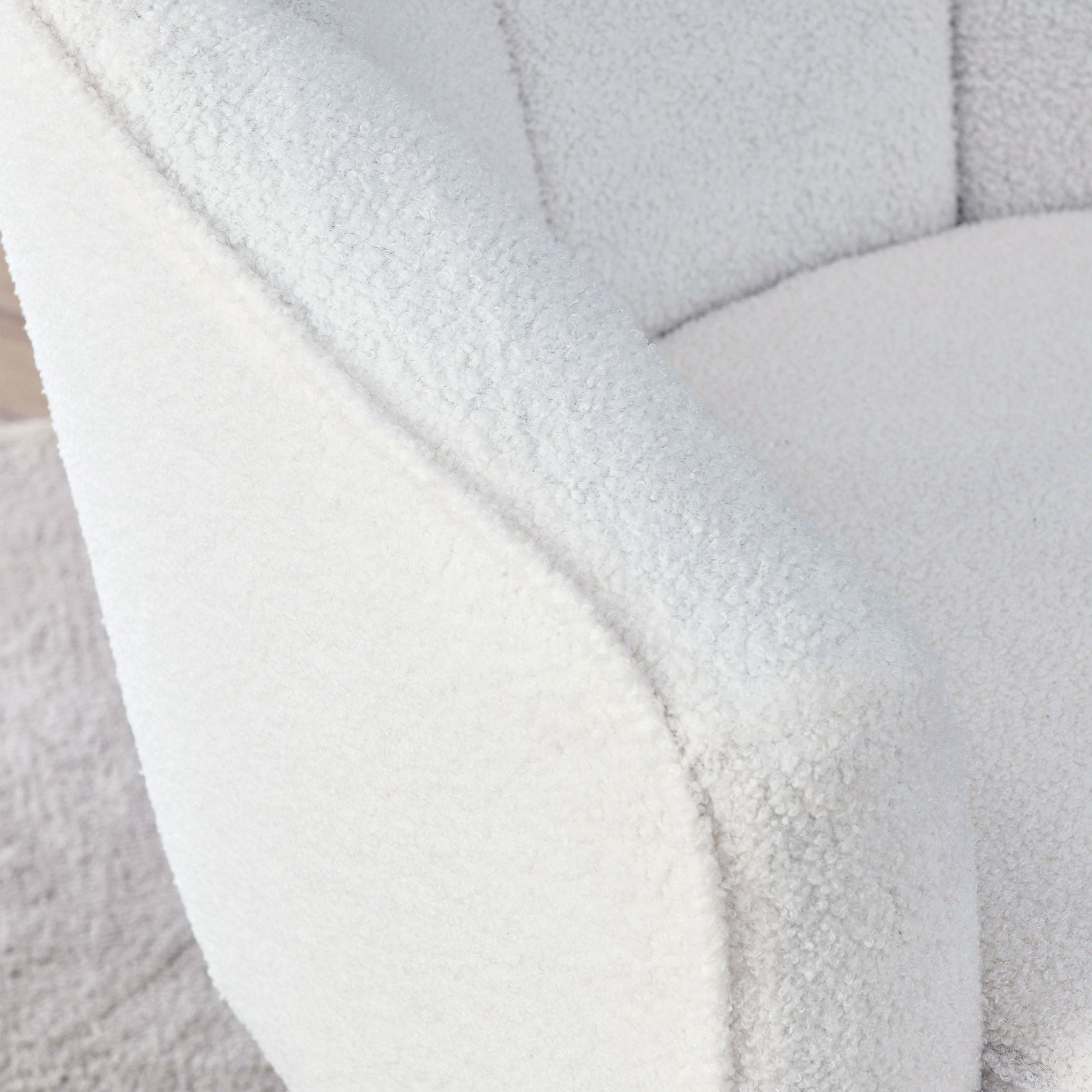 29 "W Petal Modern Contemporary Accent Lounge Swivel Chair with Deep Channel Tufting and Base - White Teddy