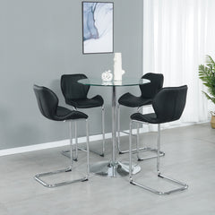 Modern Design Bar Chair with Metal Legs (Set of 4) - Black