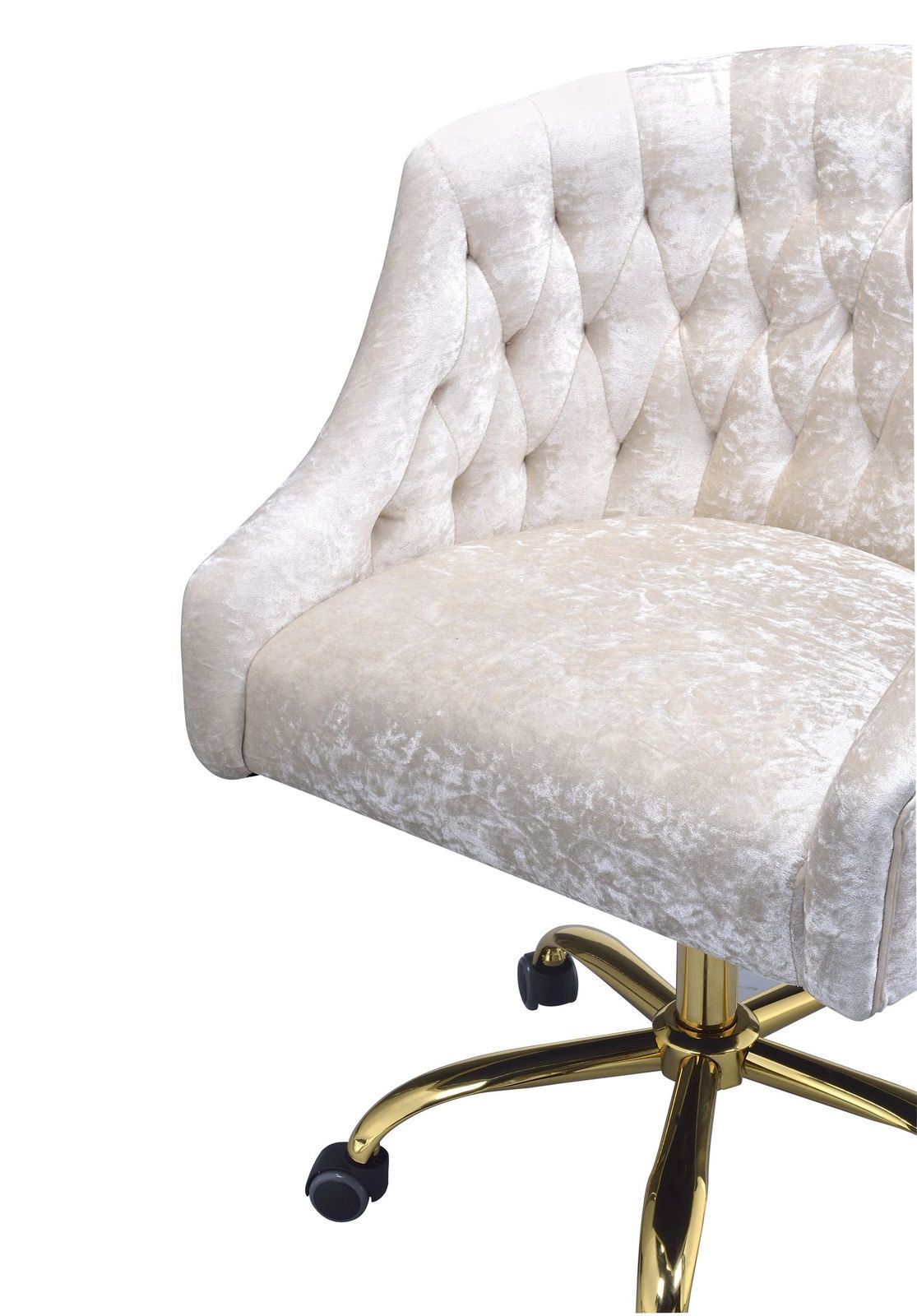 Elegant Velvet Office Chair - Vintage Cream & Gold