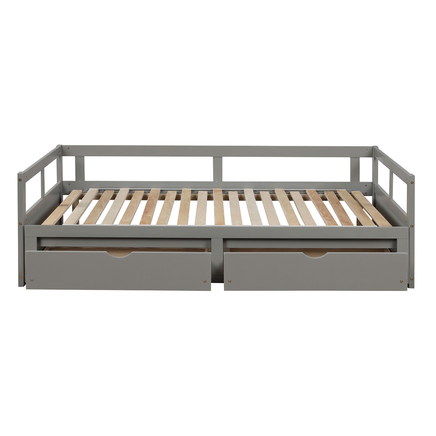 Extendable Daybed with Trundle Bed and Two Storage Drawers - Gray