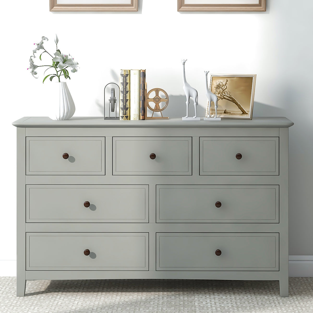 Charming 7 Drawers Solid Wood Dresser - Gray