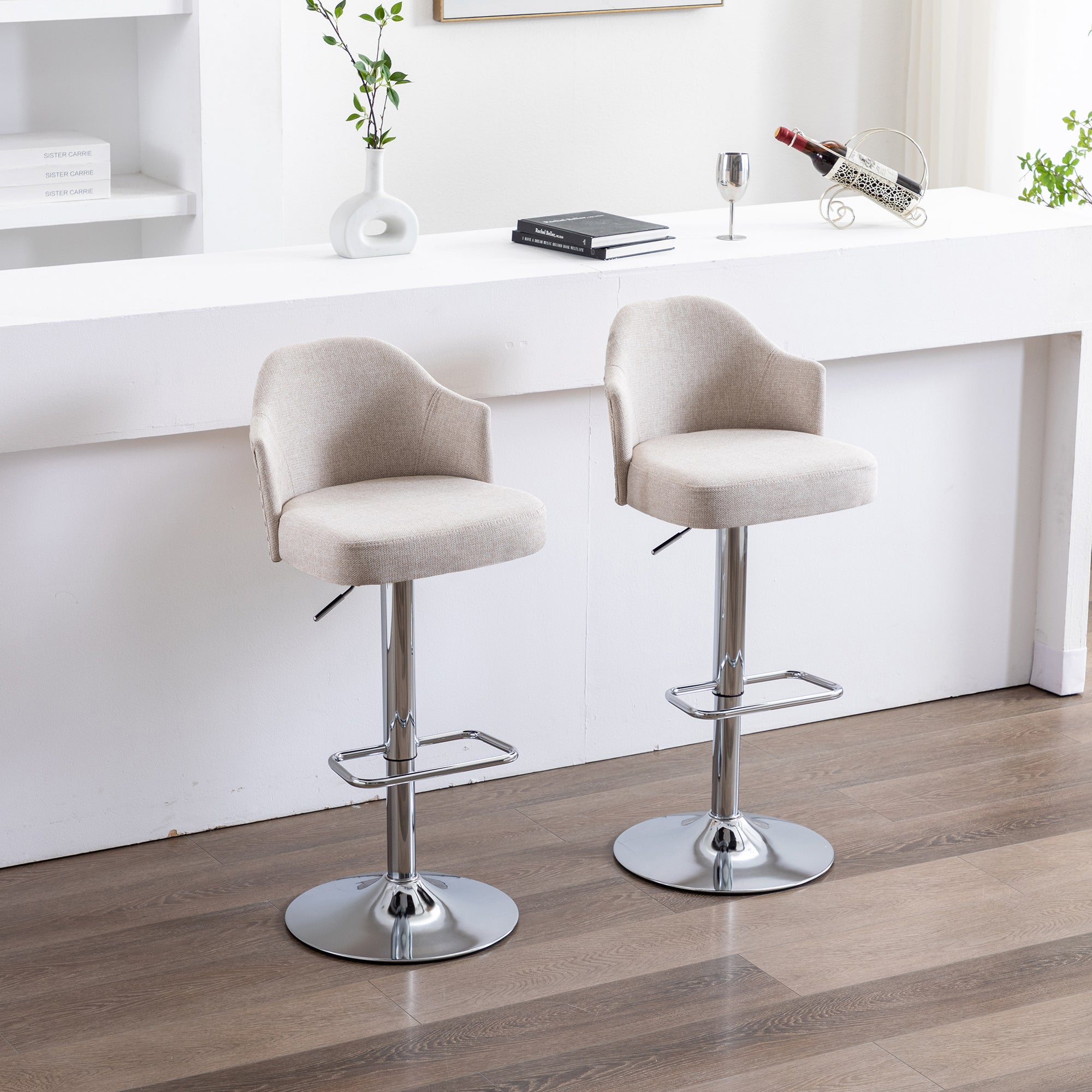 Counter Swivel Bar Stools Adjustable (Set of 2) - Beige
